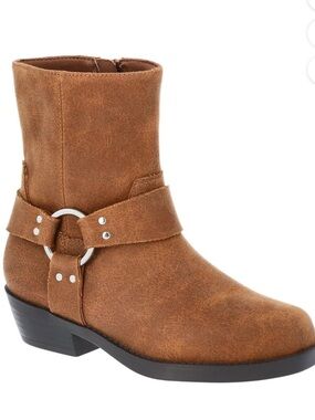 Kids Brown Suede Harness Boots - Brand